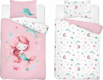 Produktbild von Bettwäsche, Baumwollbettwäsche für Kinder 100x135 5512b Meerjungfrau