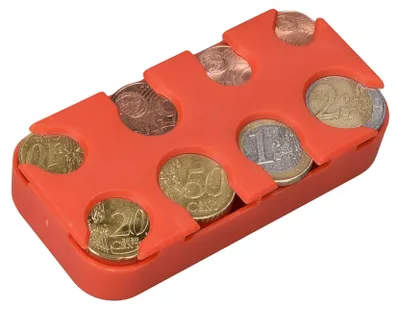 Produktbild von kwmobile Münzbox für Euro Münzen - 8 Fächer von 1 Cent bis 2 Euro - Münzhalter Münzsammler - Münzspender Sortierer in Orange