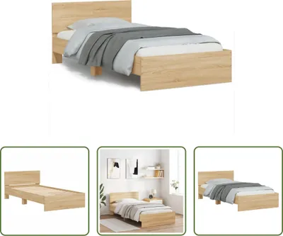 Produktbild von The Living Store Bettgestell mit Kopfteil Sonoma-Eiche 100x200 cm Holzwerkstoff