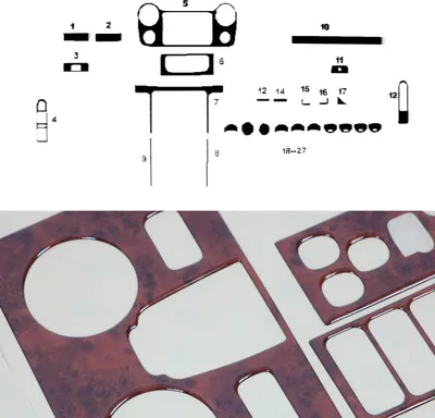 Image de Décor intérieur Cockpit pour VW Amarok 2010-2016 optique bois de racine 27pcs
