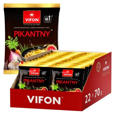Produktbild von VIFON Instant Nudeln extra scharf 24x 70g - Nudelsuppe Huhn Chili Geschmack