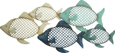 Produktbild von Wanddeko Fisch Deko Zierfisch Schwarm Wandbild Metall Figur Wandschmuck Hänger