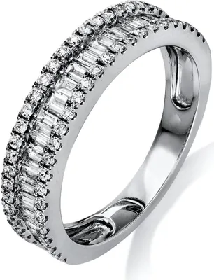 Produktbild von Ring aus 750 Gold Weißgold 85 Diamanten 0,82ct TW-SI B:4,7mm Innenumfang 54mm  Ø17.2mm
