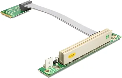 Produktbild von Riser Karte Mini PCI Express > 1 x PCI, Riser Card (mit flexiblem Kabel 13 cm links gerichtet)