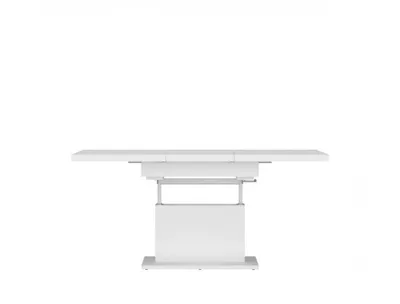 Imagen del producto de Mesa de centro >CORTADO<: Ancho hasta 150 cm, altura hasta 74 cm, color blanco alpino. Dimensiones: 110/150 x 59/74 x 70 cm (ancho x alto x profundidad)