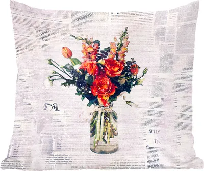 Produktbild von MuchoWow® Zierkissen Sofakissen Wohnzimmer Dekokissen 45x45 cm Vase - Blumen - Zeitungspapier - Schlafpolster - Polster für das Sofa