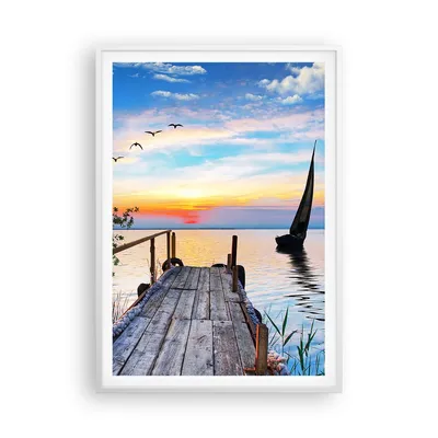 Produktbild von Gerahmtes Poster - Weißer Rahmen - Brücke See - 70x100 cm - Wand Bild - Wanddeko - Wandbilder - Kunstposter - Wandposter - Bilderrahmen - Bilder - Kunstdruck - Wandbild - P2WPA70x100-4115