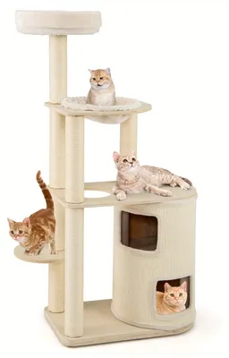 Productafbeelding van Krabpaal Kat - Kattenboom - Klimmeubel Kat - Kattenhuis - Kattenmeubel - 152 cm Hoog