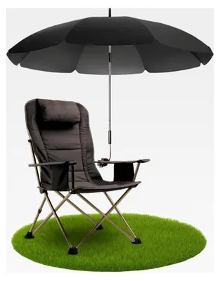 Produktbild von Sonnenschirm für Liegestuhl mit UV-Schutz 50+ / 120 cm Kuppelmaß und Überhang - Klemmschirm für Campingstuhl