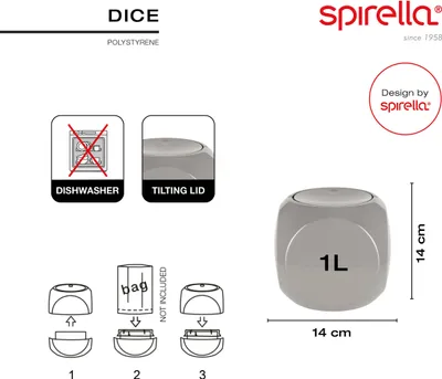 Produktbild von Spirella 7610583191663, 1 l, Quadratisch, Polypropylen (PP), Graubraun, 140 mm, 140 mm