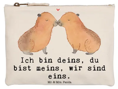 Produktbild von Mr. & Mrs. Panda Kulturbeutel Capybara Liebe Grösse XL Große - Weiß - Geschenk, Pouch, Mäppchen, kosmetiktäschchen, Liebesspruch, Kulturtasche, Lustige Sprüche, Paar