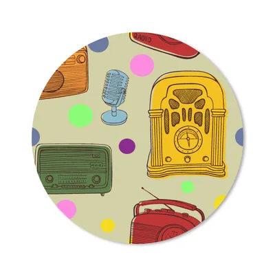 Produktbild von MuchoWow® Mauspad Mousepad Vintage - Radio - Mikrofon - Muster 30x30 cm - Mousepads - Maus Mat - Pad - Mausunterlage - Tischunterlage - Schreibtischmatten