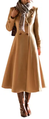 Produktbild von IDEALSANXUN Langer Damen-Trenchcoat aus Wolle, für Herbst und Winter, zweireihig