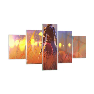 Produktbild von Bilder auf glas - Krieger Schwert - 125x70cm - Glasbilder - Wandbilder - Kunstdruck - zum Aufhängen bereit - Wanddekoration aus Glas - Glas Bilder - Wandbild auf Glas - 5 Teile - GEA125x70-3819