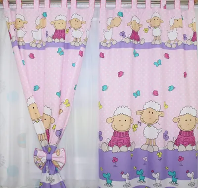 Produktbild von Vorhänge mit Schlaufen Kinder Baby Gardinen Kinderzimmer Vorhang 20. Schaf Rosa