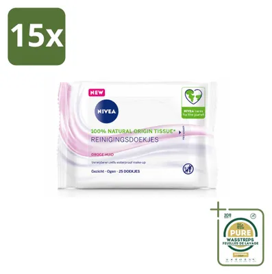 Imagen del producto de 15 toallitas limpiadoras suaves NIVEA para piel seca y sensible - Paquete de ahorro - 15 unidades