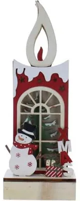 Produktbild von LED Standdeko - Kerze mit Schneeman - ca. 9,5 x 5 x 26 cm