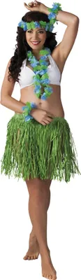 Produktbild von B52426 grün-blau Damen Hawaii Set Bastrock Hawaii Kostüm