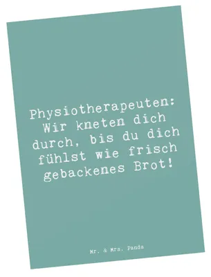 Produktbild von Mr. & Mrs. Panda Postkarte Spruch Physiotherapeut Kneten - Meeresbrise - Geschenk, Rehabilitation, Heilung, Schmerzen, medizinisches Wissen, Fotokarte, Berufsgestaltung