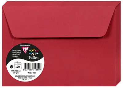 Produktbild von Clairefontaine Briefumschlag Pollen 5586C C6 kirschrot 20 St./Pack.
