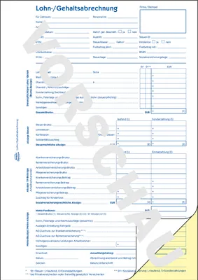 Image de Avery Zweckform® 1759 1759 Fiche de paie, DIN A4, autocopiant, 2 x 40 feuilles/10 pièces, blanc, jaune