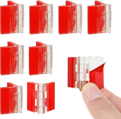 Imagen del producto de Bisagras de acrílico transparentes, 8 unidades, 2,5 x 3,5 cm, autoadhesivas, para muebles