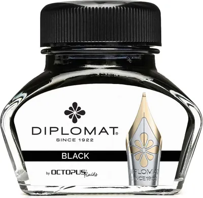 Produktbild von DIPLOMAT Tintenglas 30ml Schwarz, kompatibel mit Standard-Füllfederhaltern