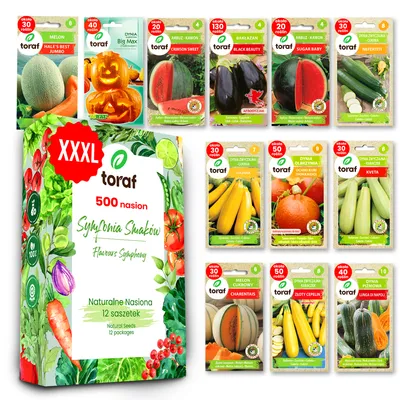 Zdjęcie produktu dla Toraf, zestaw nasion XXXL, 500 SEEDS, nasiona, Symfonia Smaków, 12 sztuk MIX