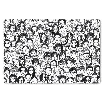 Produktbild von MuchoWow® Schreibtischunterlage Muster - Gesicht - Schwarz und Weiß 60x40 cm - XXL Mauspad - Großes Mauspad