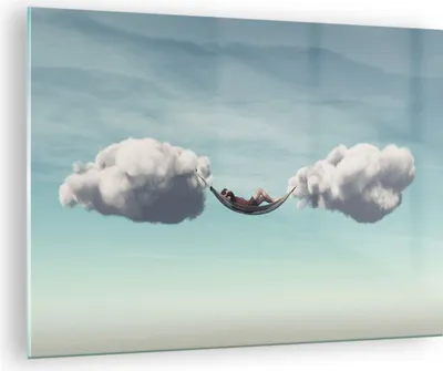 Produktbild von Bilder auf glas - Einteilig - Wolken Hängematte Ruhe - 70x50cm - Glasbilder - Wandbilder - Bilder - zum Aufhängen bereit - Wanddekoration aus Glas - Glas Bilder - Wandbild auf Glas - GAA70x50-4373