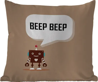 Produktbild von MuchoWow® Outdoor Kissen - Sprichwörter - Zitate - Piep piep - Roboter - Herz - Kinder - Jungen - 40x40 cm - Wetterfest - Lounge Kissen - Kopfkissen - Interieur - Polster mit Bild