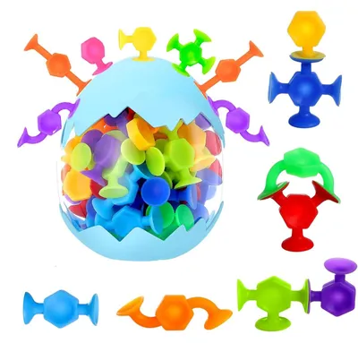 Produktbild von Saugnapf-Spielzeug Badespielzeug Silikon-Saugnäpfe - 48 Stück - Silikon - Für Kinder ab 3 Jahren - Verschiedene Formen