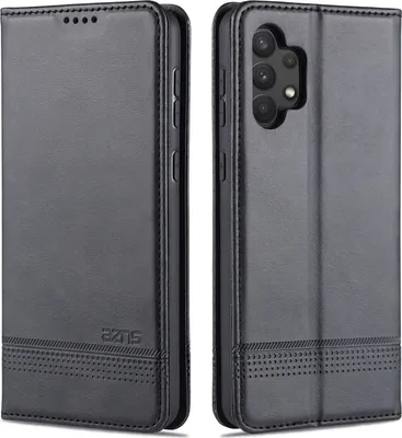 Obrázek produktu pro LaimTop Kožené pouzdro pro Samsung A32 4G, flipové pouzdro s magnetickým zavíráním a stojánkem, ochranné pouzdro pro Samsung Galaxy A32 4G Black