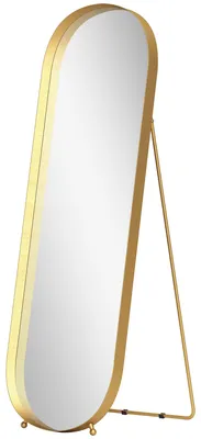 Productafbeelding van HOMCOM Lichaamsspiegel, 160x50 cm, gebogen staande spiegel met metalen frame, goud