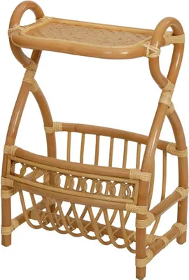 Produktbild von KRINES HOME Klassischer Zeitungsständer mit Ablage / Magazinsammler aus Natur-Rattan (Honig)