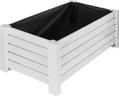 Image de KOTARBAU® Jardinière Extérieur Bois de Pin Imprégné 60x33x25cm Blanc Jardiniere sur Pieds Bac à Fleurs Capacité avec Toile Anti-Mauvaises Herbes