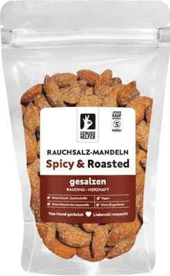 Produktbild von Rauchsalz-Mandeln geröstet, knackiger Nussgeschmack, unwiderstehliche Knabberei, 150g