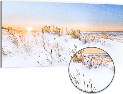 Produktbild von DEQORI Hybrid Leinwand Bild 100x50 cm 'Schneelichter' Wandbild Glas flach modern