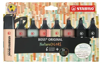 Immagine prodotto di STABILO BOSS NatureColors evidenziatore 6 pz Punta smussata Nero, Bronzo, Verde, Grigio, Verde chiaro