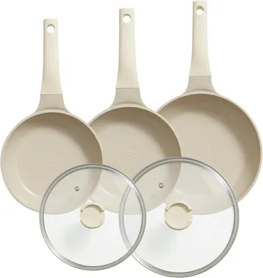 Produktbild von Redchef 5-teiliges Keramik Pfannenset Induktion 20/24/28 cm mit Deckel