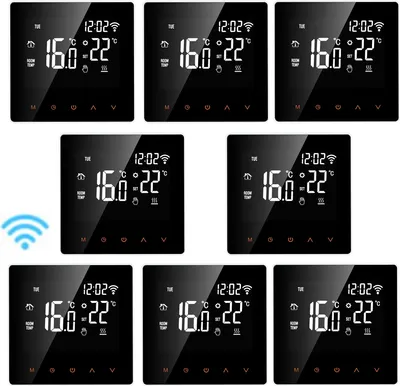 Obrázek produktu pro 8X WiFi termostat Digitální LCD pokojový termostat pro 16A elektrické podlahové vytápění Týdenní programovatelný termostat Vnitřní teploměr Regulátor teploty Nástěnný termostat pro domácnost Škola Kancelář Hotel