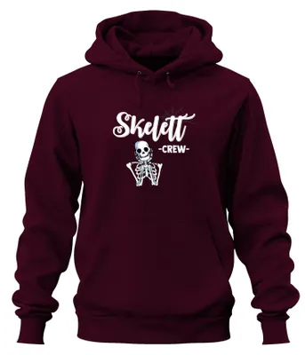 Obrázek produktu pro Skelett Crew Halloween Totenkopf Gruselig Gothic Retro Party Uni mikina s kapucí, Burgundy, M