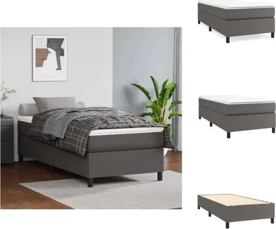 Produktbild von vidaXL Boxspringbett Grau 90x190 cm Kunstleder -  Betten & Bettgestelle