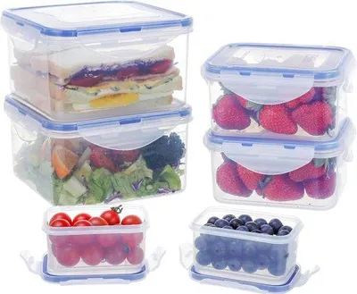 Produktbild von Plastikdosen-Set 6-teilig, 1250ml, 500ml, 180ml, Deckel, Küchenboxen