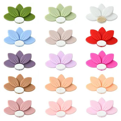 15 Lotusblüten-Silikonperlen, 15 Farben, 29,5 mm, für Schmuck