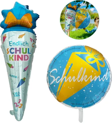 Produktbild von Oblique Unique Schulkind + Zuckertüte Folien Luftballons für Schuleinführung Schulanfang Einschulung Dekoration Ballon