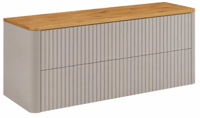 Produktbild von Badezimmerschrank 120, Kaschmir, Platte Craft-Eiche, 120,8 x 44,2 x 50 cm, KI-generiertes Bild
