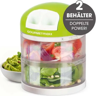Produktbild von GOURMETmaxx Multi-Zerkleinerer mit Doppelbehälter 2x 250 ml - limegreen/weiß