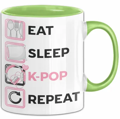 Produktbild von KPop Tasse Geschenk Eat Sleep KPop Repeat Spruch Geschenkidee (Grün)