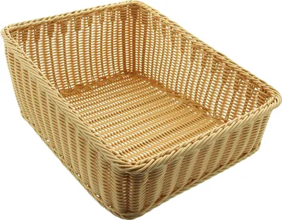 Produktbild von FRANK FLECHTWAREN Regalkorb Poly, 40 x 50 cm, stabil auf Metallrahmen geflochten, Polyrattan, naturfarben, abwaschbar, Maße: Breite 40 cm, Tiefe 50 cm
